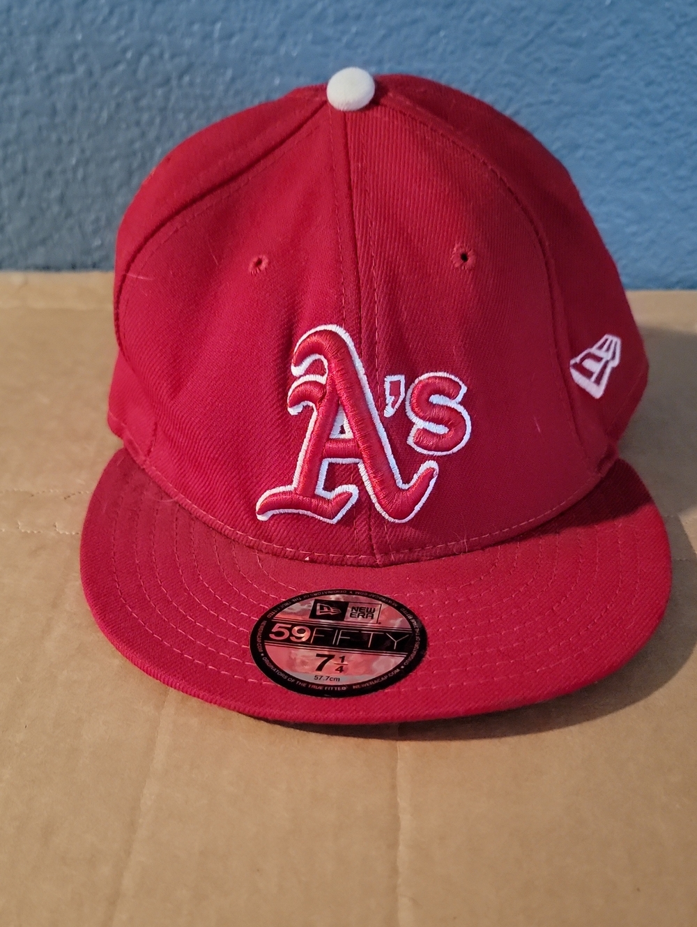 New Era Mens Red Oakland A's Fitted Cap with White Logo
